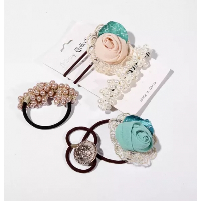 Fancy flower decorative hair bands for women, pearl balls 2 in1 hair accessories